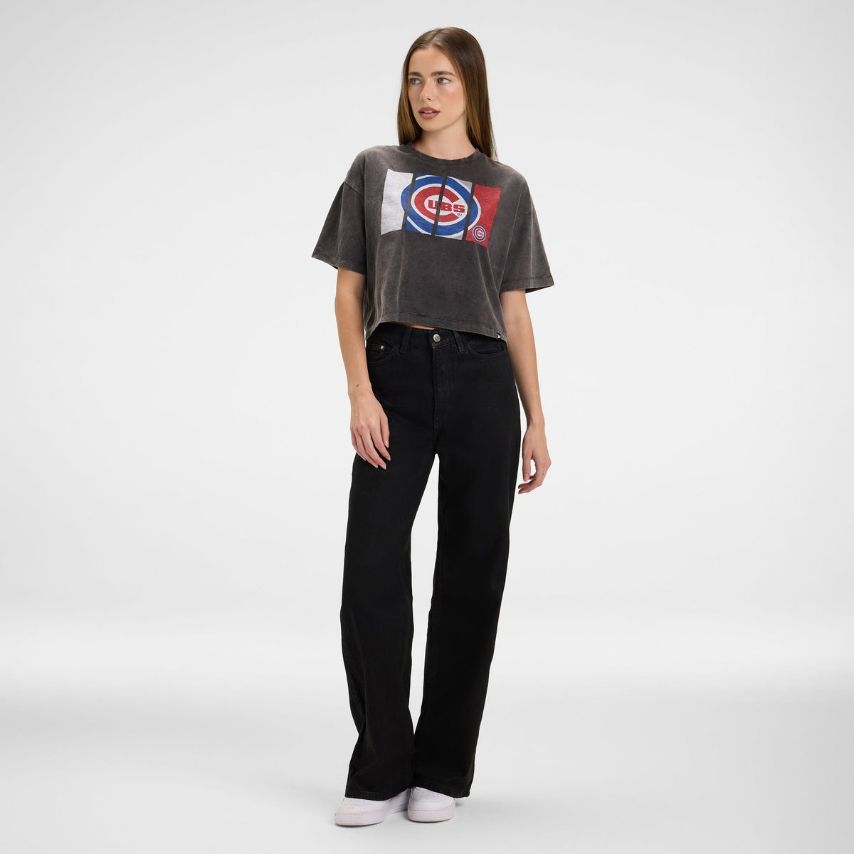 Chicago Cubs Sport Night Black Cropped Women's T-Shirt