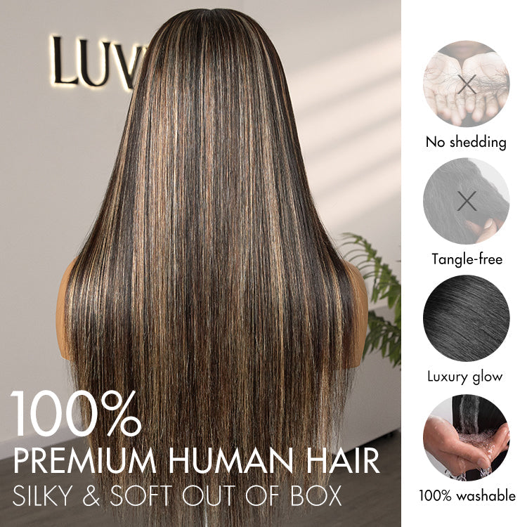 PreMax Wigs - Blonde Highlight Silky Straight 13x4 Frontal Lace Glueless Long Wig Pre-Cut Lace