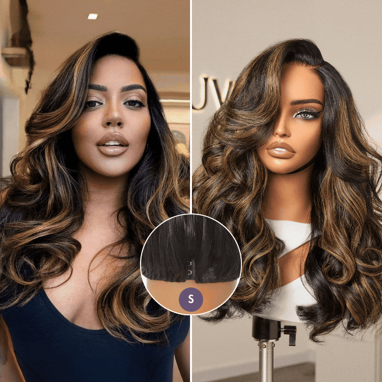 Luvme All-Day Comfort™ Wig 200% Density Brown Highlight Loose Body Wave Glueless Minimalist HD Lace Wig Pre-Cut Lace
