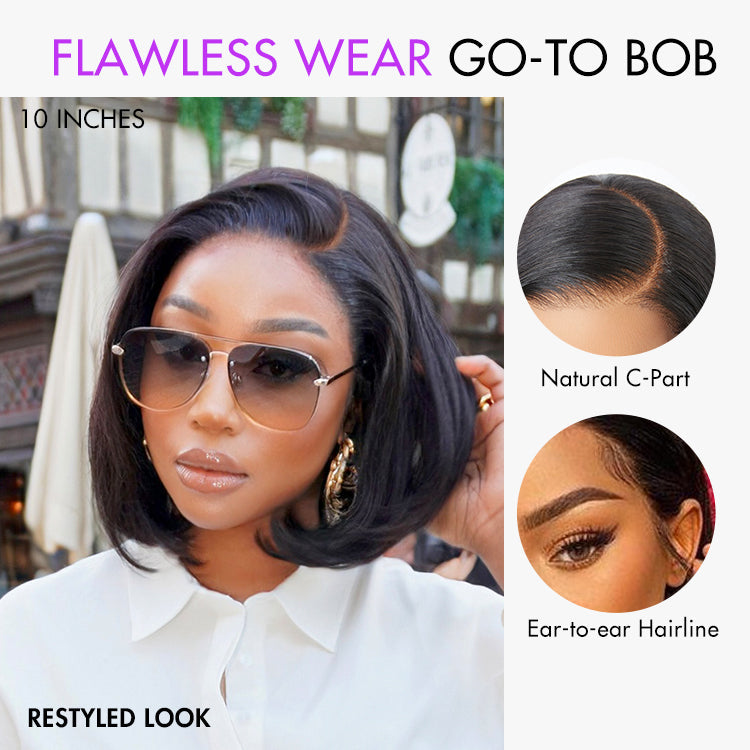 PreMax Wigs - Natural Black / Blonde Highlight C Part Glueless Lace Front Bob Wig Pre-cut Lace