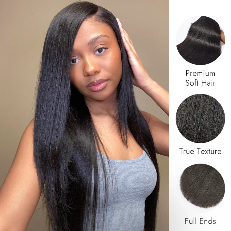 Luvme Too Easy Texture™ Yaki Straight 100% Virgin Human Hair Bundles 1pc / 3pcs - US Only