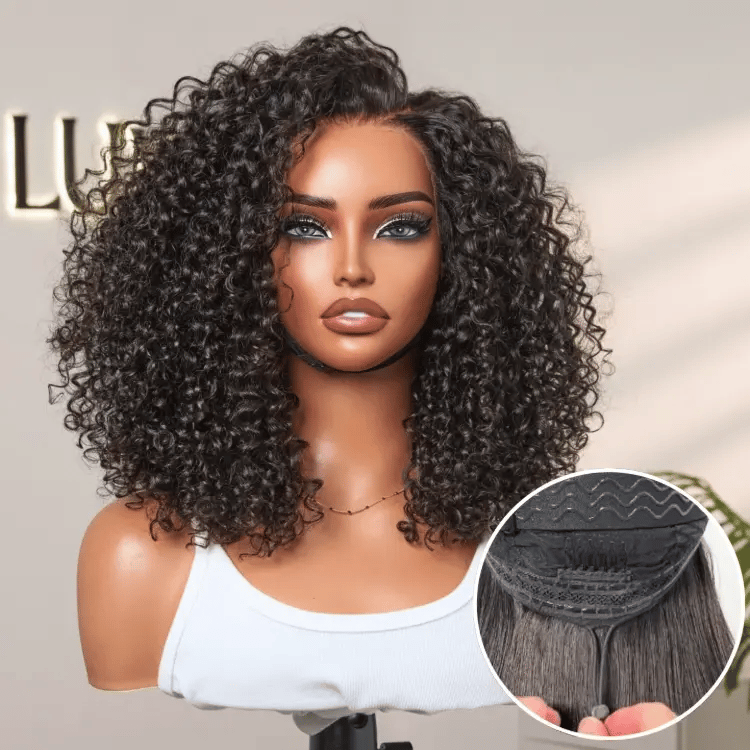 180% Density Face-Framing Trendy Curly Wig Glueless Ear-to-ear Wide T Lace Front Wig Human Hair Pre-Cut Lace