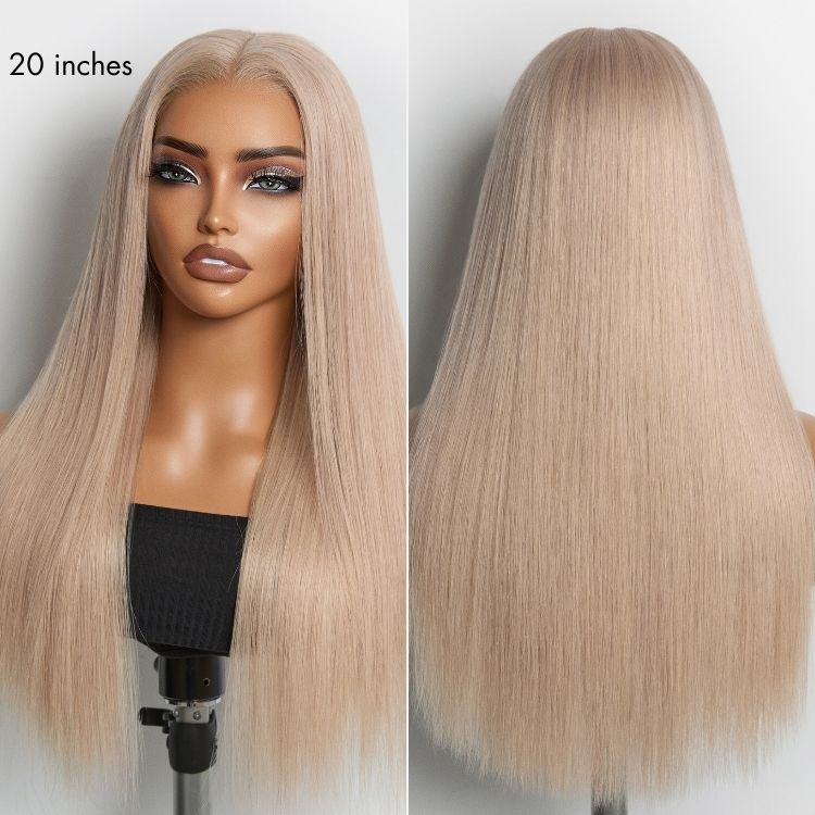 NatureMAX™ 180% Density Ash Blonde Silky Straight Glueless Ear-to-ear 13x4 HD Lace Front Wig Pre-Cut Lace Flexi-Fit Drawstring Cap