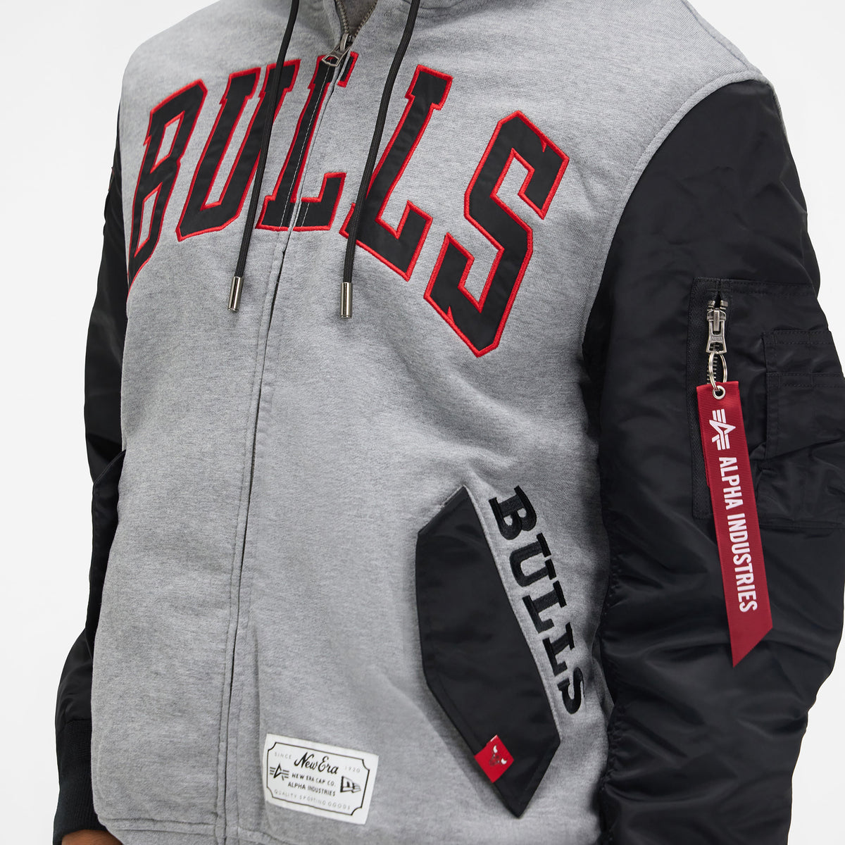 Alpha Industries x Philadelphia 76ers Gray MA-1 Full Zip Fleece Jacket