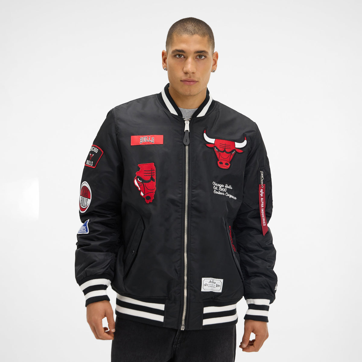 Alpha Industries x Chicago Bulls Black MA-1 Bomber Jacket