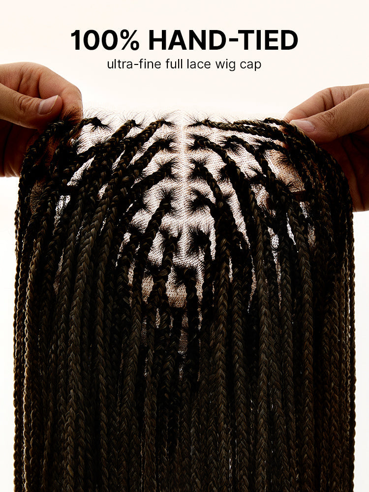 OwnScalp™ 613 Blonde / Natural Black Lightweight Salon-Like Braids with a Real Scalp Look Full HD Lace Knotless Box Braided Wig - US Only