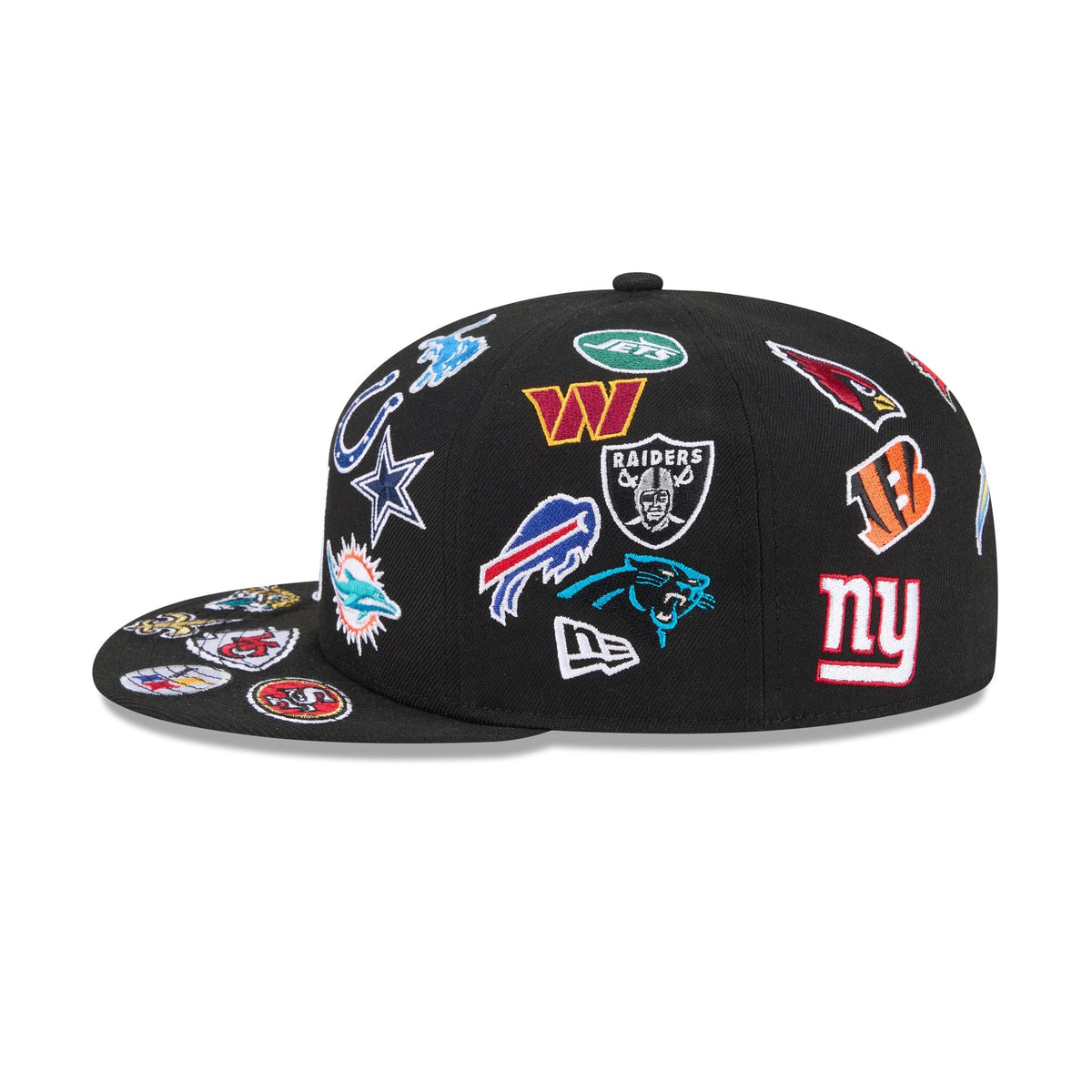 NFL All Over Logo Black 59FIFTY Fitted Hat