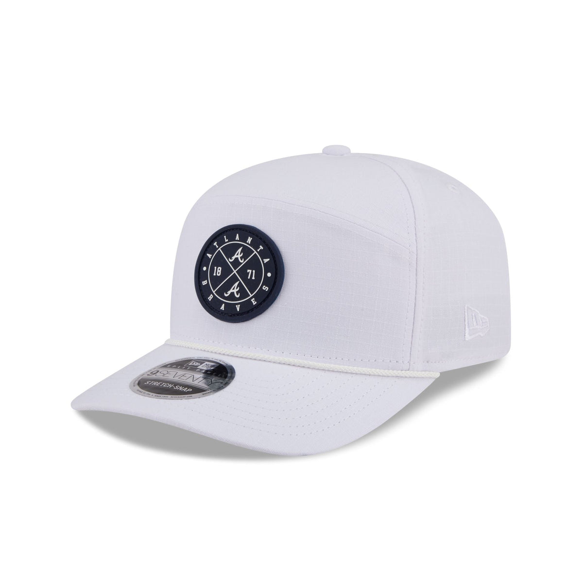 Atlanta Braves Circle Logo White Split Panel 9SEVENTY Stretch-Snap Hat